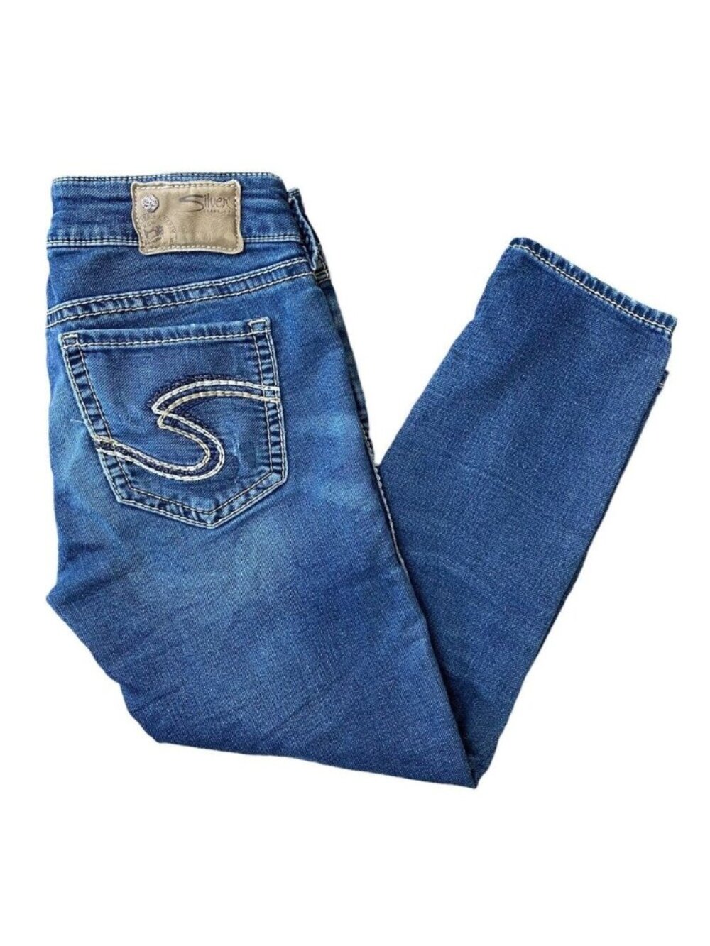 Silver Jeans Suki Mid Capri Women's Size 28 Joga Mid Rise Dark Wash Stretch